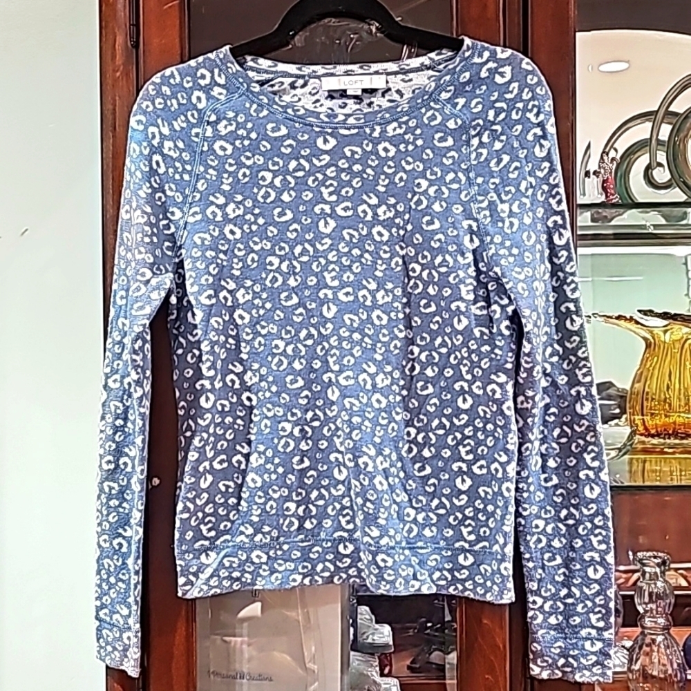 LOFT Fitted Sweater Blue/white small